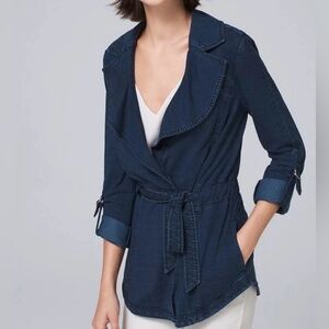 WHBM Denim Jacket Size 10 Indigo Tie Waist Lyocell NWT